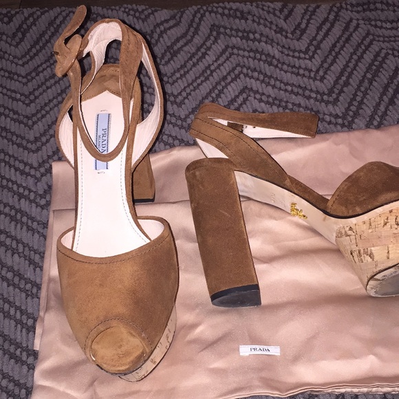 Prada Cork Platform Heels - Picture 2 of 7